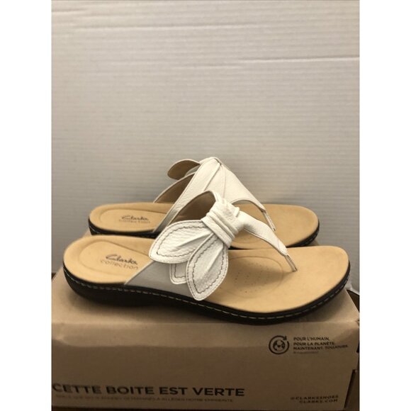 Clarks Collection White Leather  Sandal Extra Wide Size 12 W - Picture 1 of 6